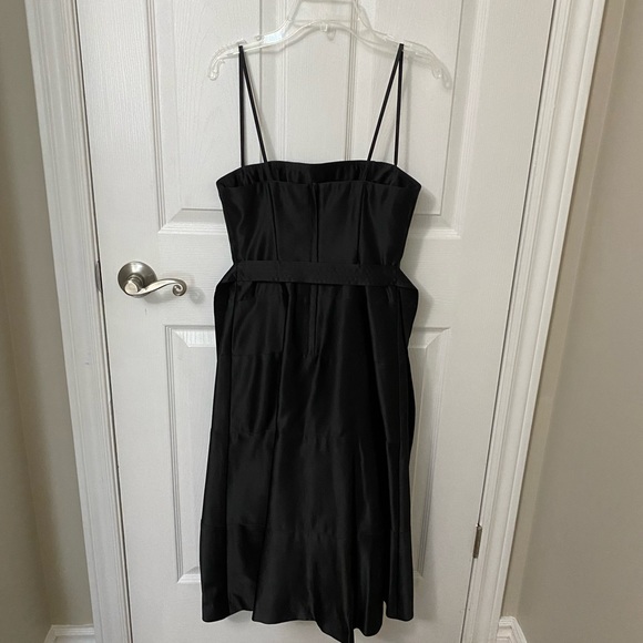 Size 0 black strapless satin BCBG dress with tulle underlay - Picture 2 of 3